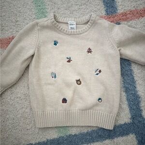 Carter's Cream Knit Sweater with Tiny Woodland Motifs
